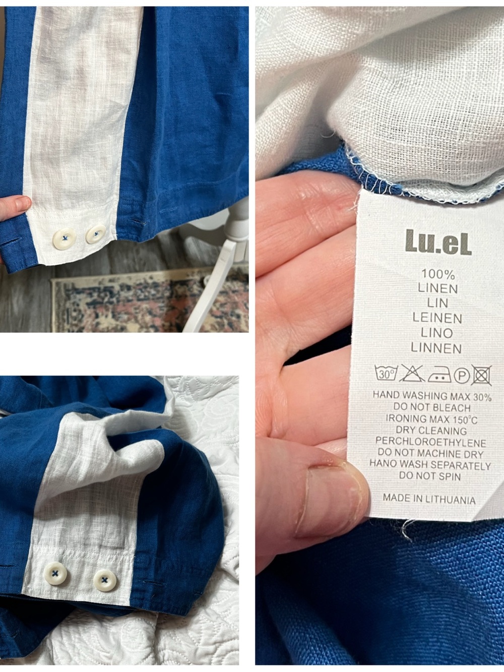 LueL linenwear Blue And White Short Sleeve 6 Small The Lithuanian brand
Button - Picture 12 of 12